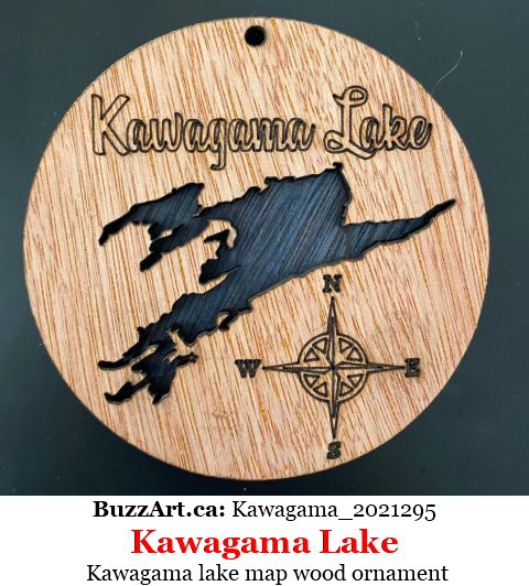Kawagama lake map wood ornament